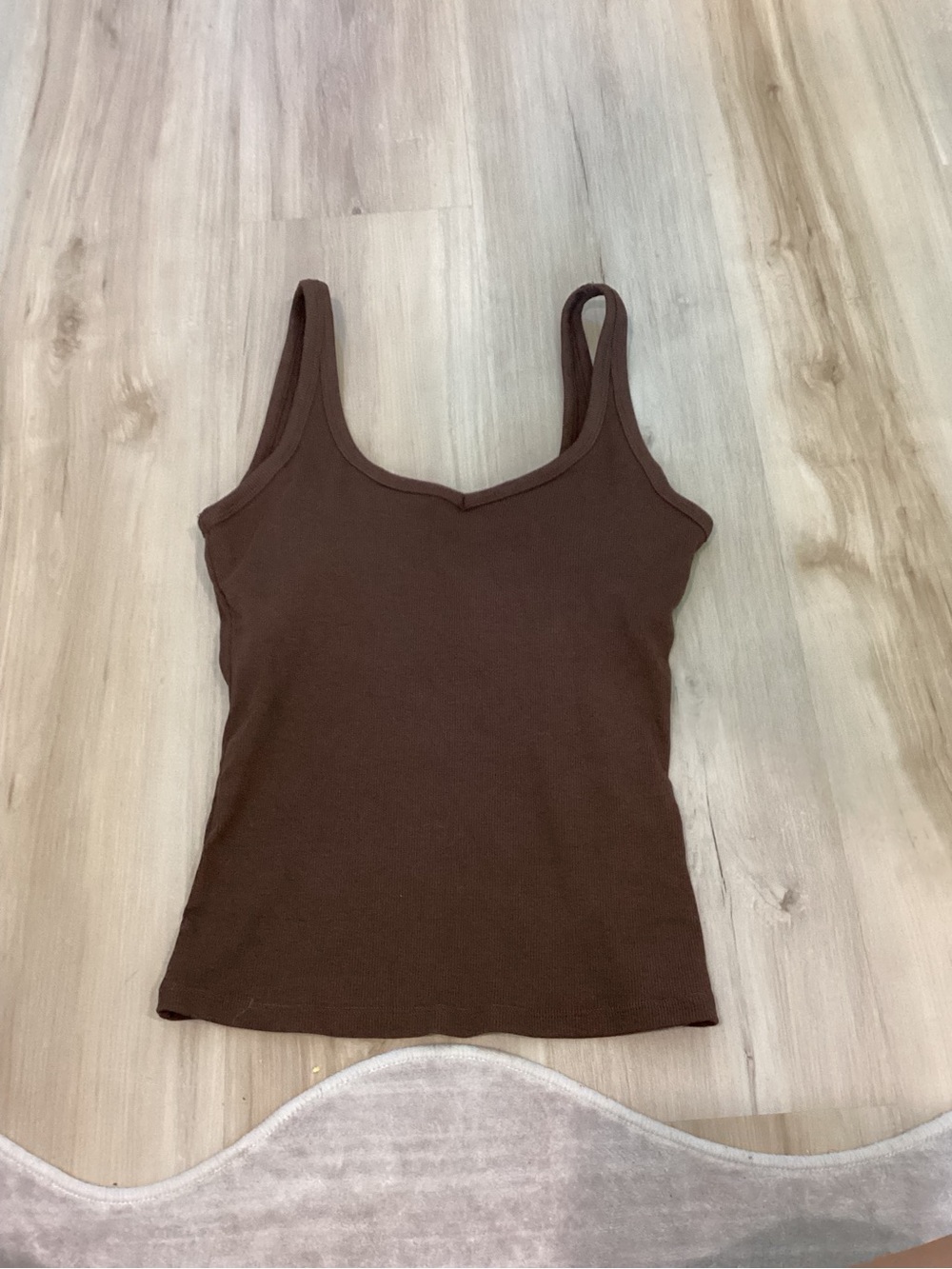 Women's Brown Ribbed Tank Top